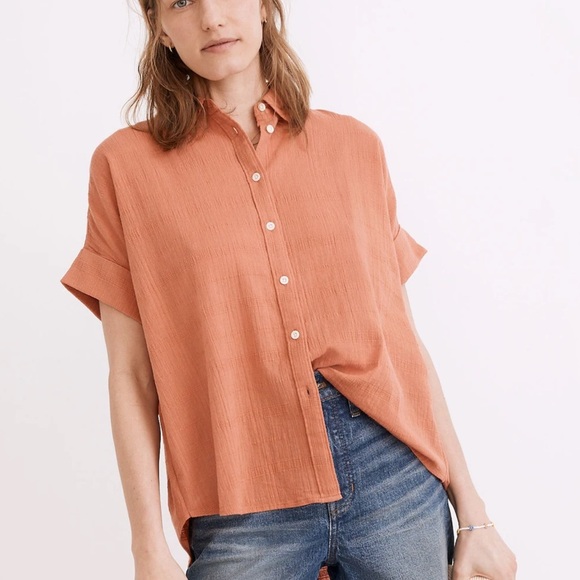 Madewell Courier Pintuck-Back Shirt in Textured Windowpane - Picture 1 of 6